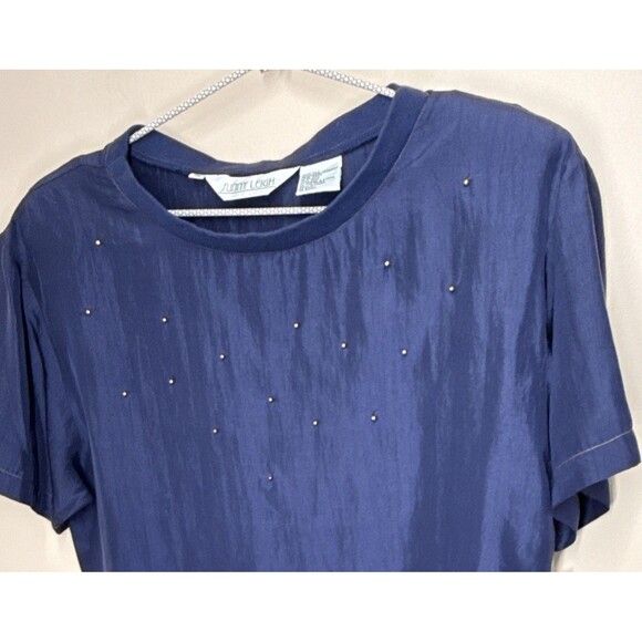 Sunny Leigh NWT 90’s Silk Blouse Women’s M Short Sleeve Minimalist Vintage Top - Picture 11 of 11